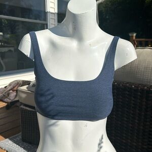 Outdoor Voices Double Time Bra Scoopneck Top in Heather Blue Size X Small G18
